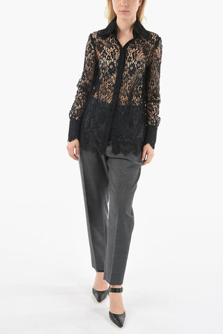 Camicia a Tinta Unita in Pizzo