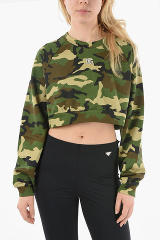 Felpa Girocollo Camouflage Crop Con Logo Gioiello
