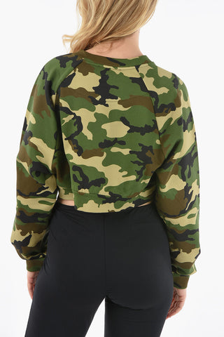 Felpa Girocollo Camouflage Crop Con Logo Gioiello