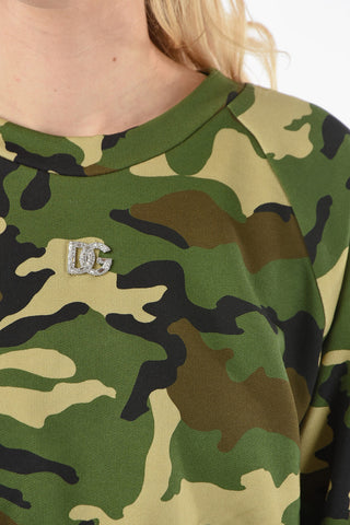 Felpa Girocollo Camouflage Crop Con Logo Gioiello