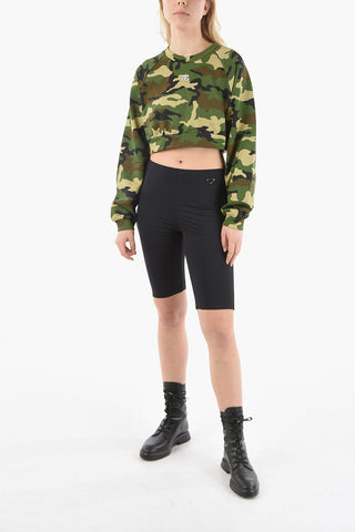 Felpa Girocollo Camouflage Crop Con Logo Gioiello