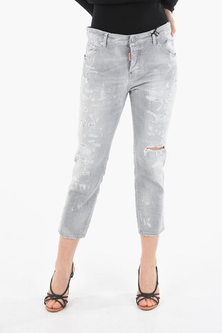 Cropped COOL GIRL Denims with Distressed Effect 18cm