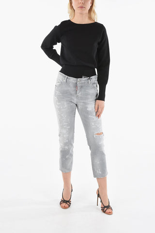 Cropped COOL GIRL Denims with Distressed Effect 18cm