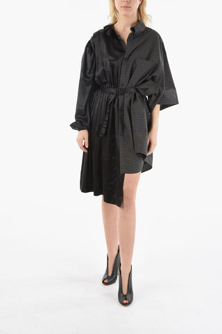 Double Tone Silk And Cotton Asymmetrical Dress