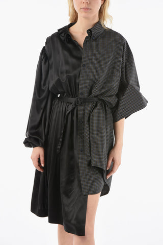 Double Tone Silk And Cotton Asymmetrical Dress