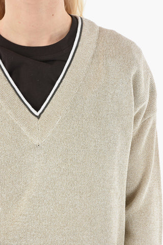 V-Neck Lurex Sweater