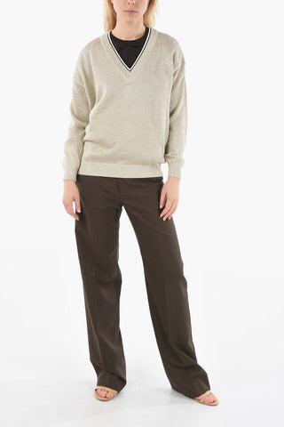 V-Neck Lurex Sweater