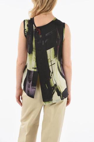 Y'S Abstract Patterned Asymmetrical Top