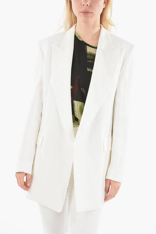 Linen-blend RIETI Single-breasted Blazer with Peak Lapel