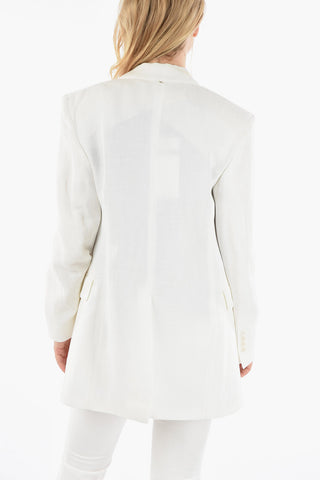 Linen-blend RIETI Single-breasted Blazer with Peak Lapel