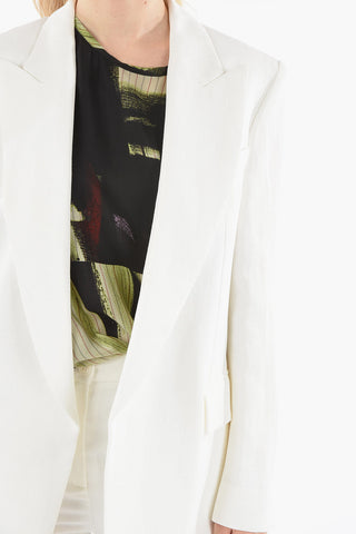 Linen-blend RIETI Single-breasted Blazer with Peak Lapel