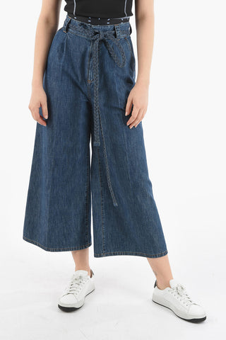 Wide-leg Jeans with Braided Belt 34cm