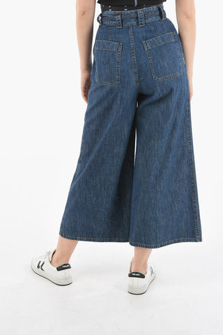 Wide-leg Jeans with Braided Belt 34cm