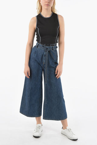 Wide-leg Jeans with Braided Belt 34cm