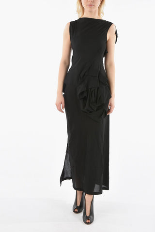 Asymmetric Sleeveless Dress with Ruched Detailing