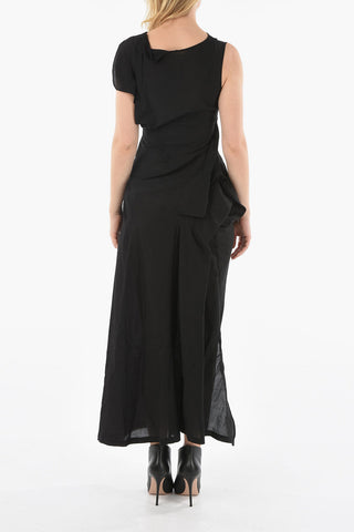 Asymmetric Sleeveless Dress with Ruched Detailing