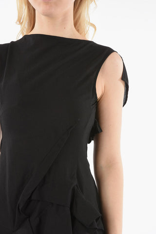 Asymmetric Sleeveless Dress with Ruched Detailing