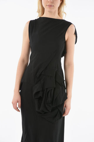 Asymmetric Sleeveless Dress with Ruched Detailing
