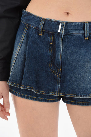 Denim Shorts with Ruffled Detailing