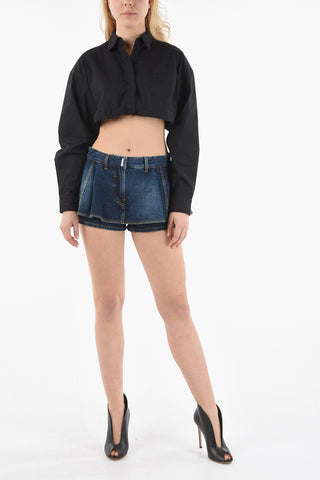 Denim Shorts with Ruffled Detailing