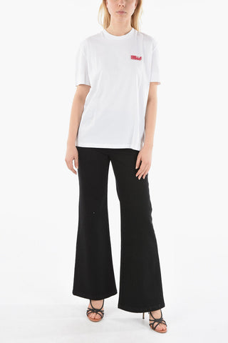 Crew-neck Applied Logoed T-shirt with Dry Cleaning
