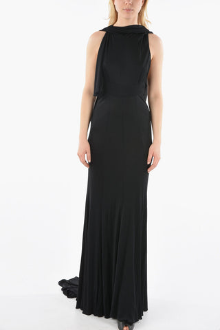 Silk-blend Draped Long Dress