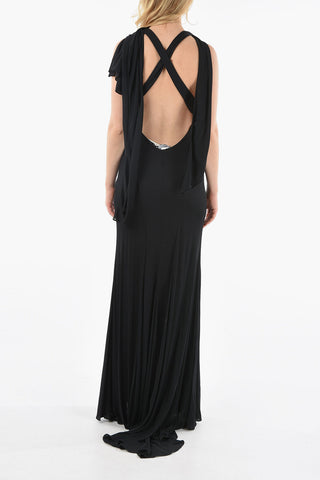 Silk-blend Draped Long Dress