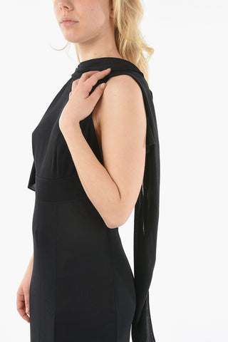 Silk-blend Draped Long Dress