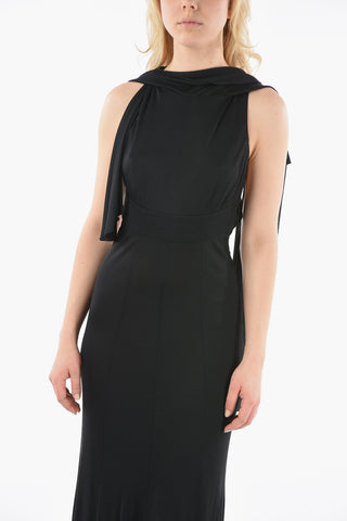 Silk-blend Draped Long Dress