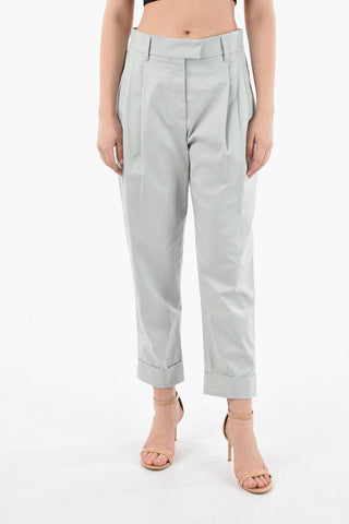 Pleated Cotton Trousers with Hooks