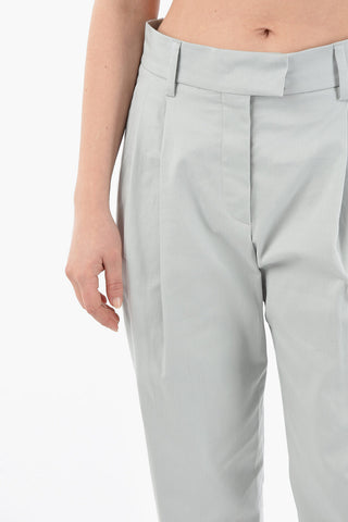 Pleated Cotton Trousers with Hooks