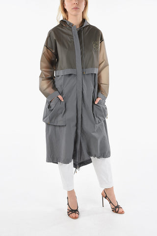 Impermeabile con Cappuccio e Tasche Over