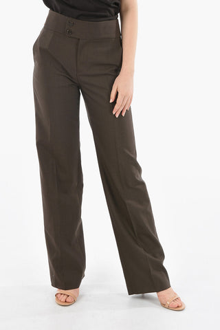 Pantaloni in Lana Gessati a Gamba Diritta
