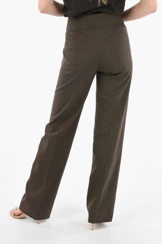 Pantaloni in Lana Gessati a Gamba Diritta