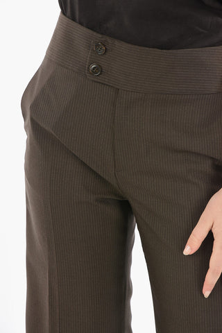 Pantaloni in Lana Gessati a Gamba Diritta