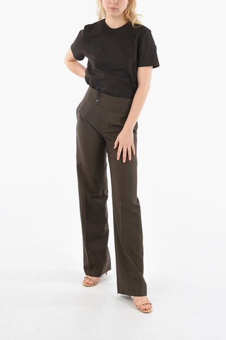 Pantaloni in Lana Gessati a Gamba Diritta