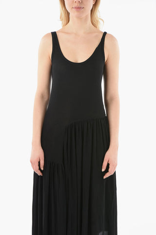 Cotton Sleeveless Midi Dress with Asymmetric Hem