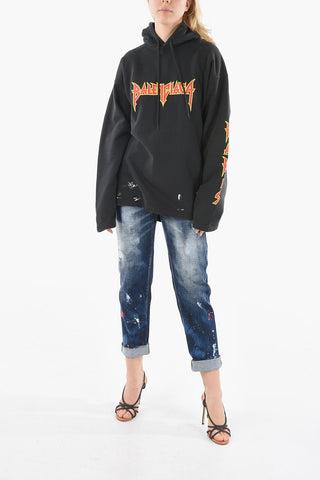 Logo Printed Baggy Fit Hoodie