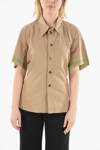 Striped Detail Half-sleeves Shirt
