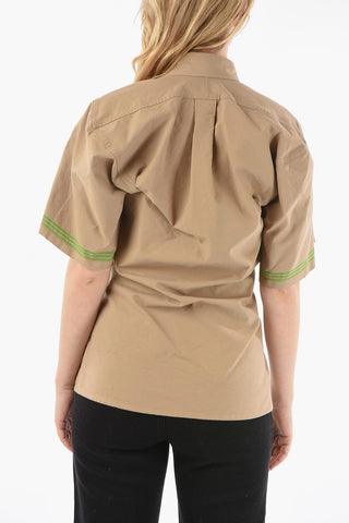 Striped Detail Half-sleeves Shirt