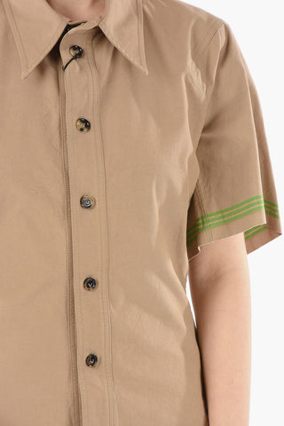 Striped Detail Half-sleeves Shirt