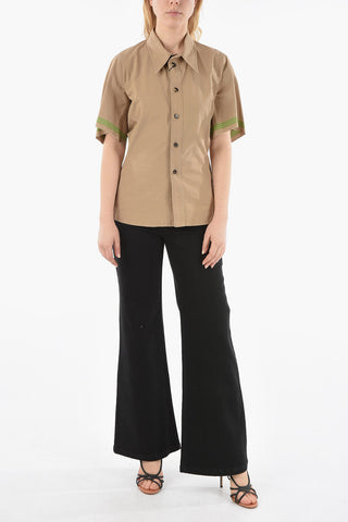 Striped Detail Half-sleeves Shirt