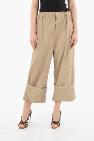 GENIUS2 High-waisted Cropped Pants with Rolled-up Hems