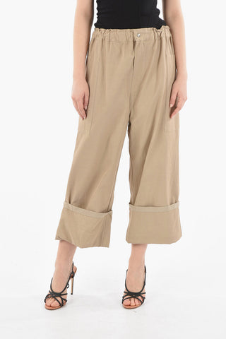 GENIUS2 High-waisted Cropped Pants with Rolled-up Hems