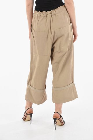 GENIUS2 High-waisted Cropped Pants with Rolled-up Hems