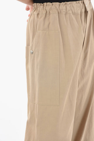 GENIUS2 High-waisted Cropped Pants with Rolled-up Hems