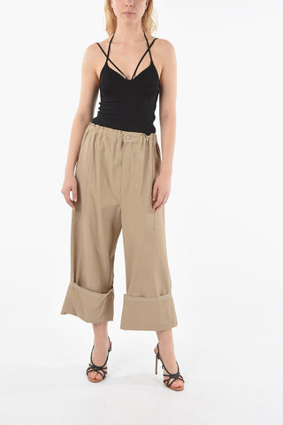 GENIUS2 High-waisted Cropped Pants with Rolled-up Hems