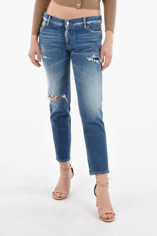 Cropped JENNIFER Denims with Distressed Effect 16cm