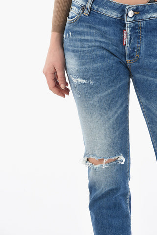 Cropped JENNIFER Denims with Distressed Effect 16cm