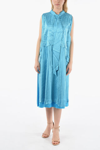 Ribbon Neck Sleeveless Silk Long Dress